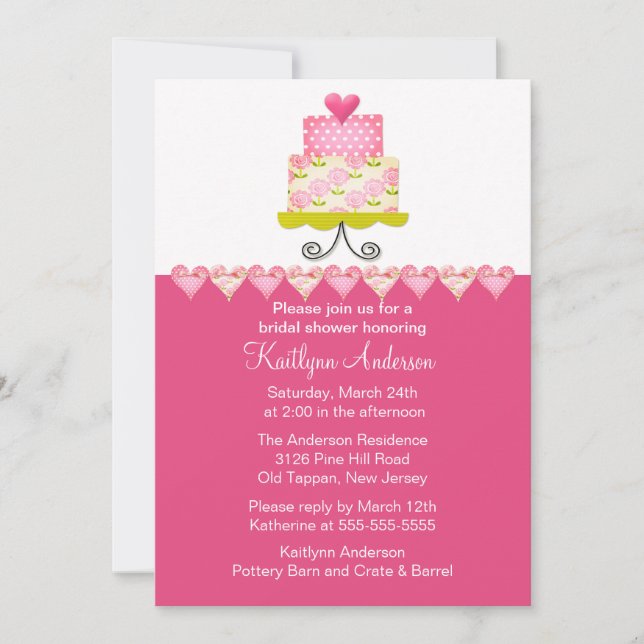 Trendy Cake Bridal Shower Invitation (Front)