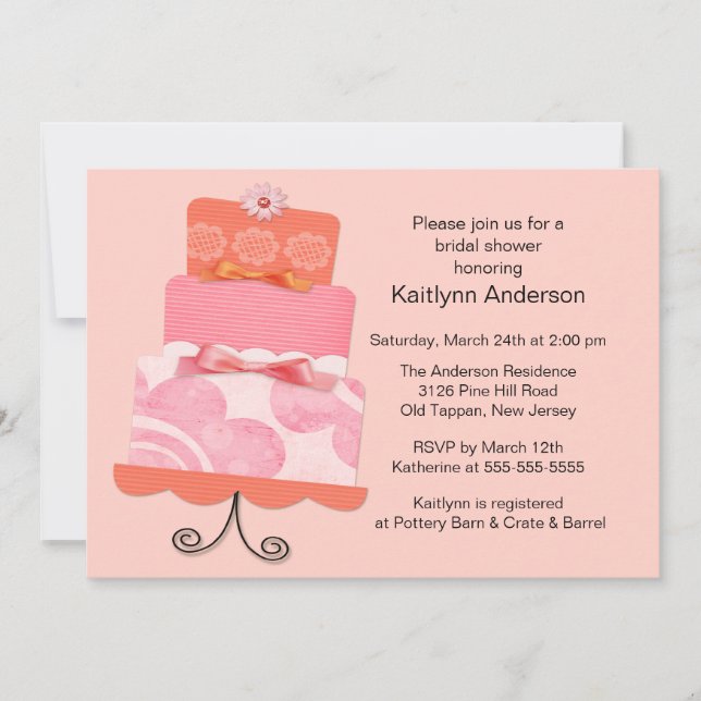 Trendy Cake Bridal Shower Invitation (Front)
