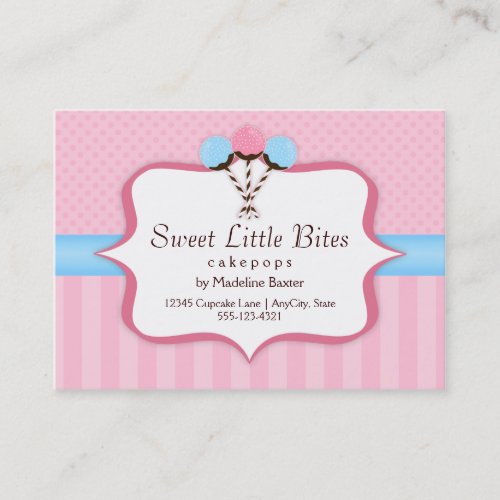 Trendy Cake Pop Bakery Business Cards
