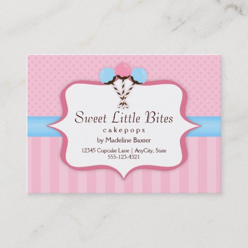 Customizable Trendy Cake Pop Bakery Business Cards