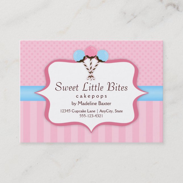 Trendy Cake Pop Bakery Business Cards (Front)