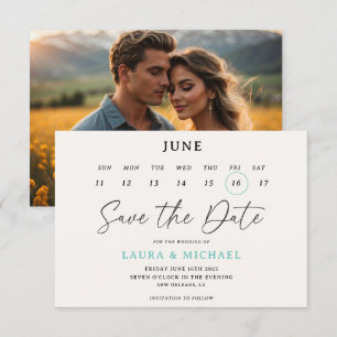 Trendy Calendar Save The Date With Photo Invitation