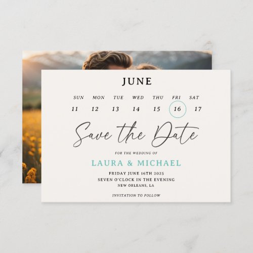 Trendy Calendar Save The Date With Photo Invitation