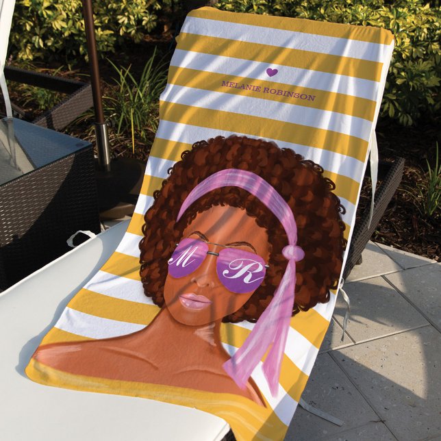 Trendy California African American Beach Beauty Beach Towel (Creator Uploaded)