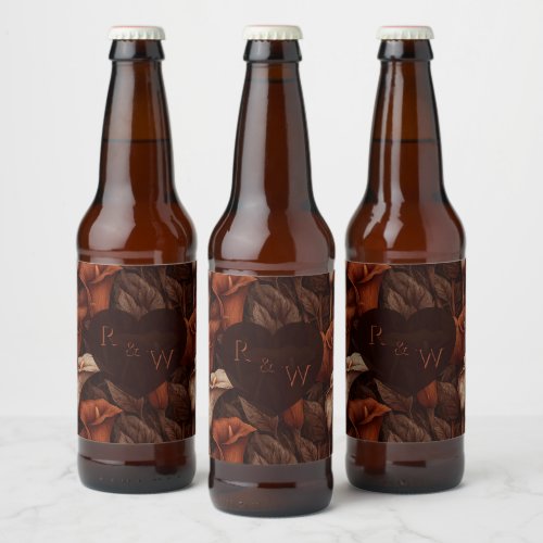 Trendy Calla Lilies Inspired Retro Wedding Beer Bottle Label