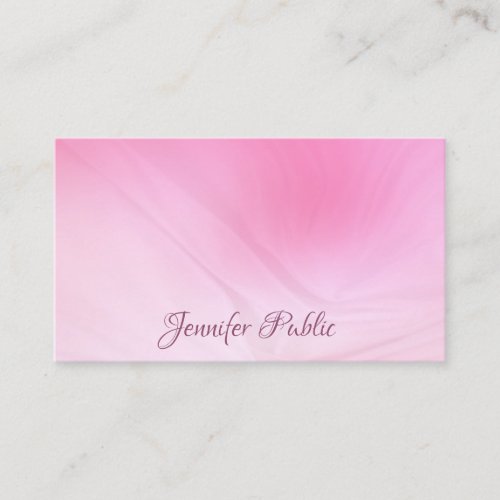 Trendy Calligraphed Text Pink Template Elegant Top Business Card
