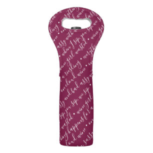 Trendy Calligraphy Burgundy Wine Bag
