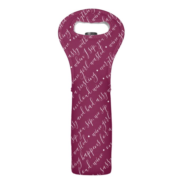 Trendy Calligraphy Burgundy Wine Bag (Front)