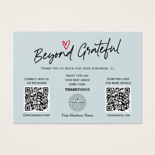 Trendy Calligraphy Dusty Blue QR code Gift card