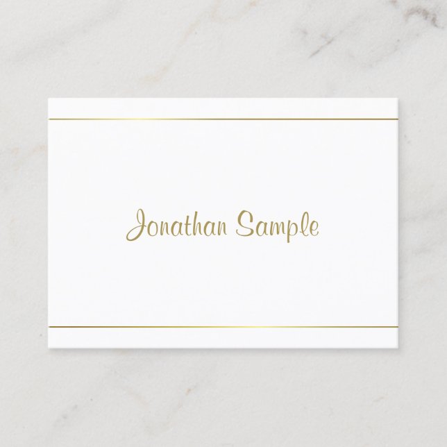 Trendy Calligraphy Gold Script Glamorous Luxury Business Card (Front)