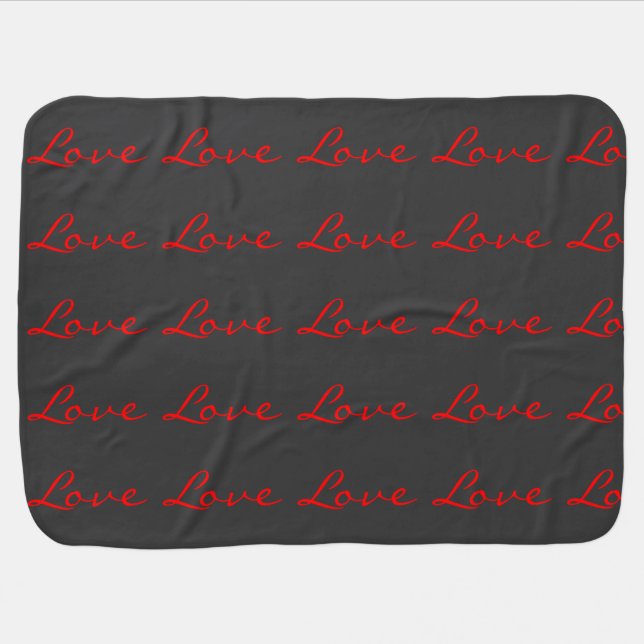 Trendy Calligraphy Grey Red Love Wedding Baby Blanket (Horizontal)