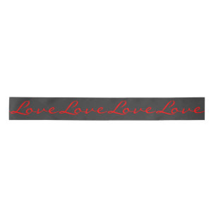 Trendy Calligraphy Grey Red Love Wedding Satin Ribbon