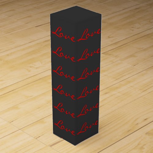 Trendy Calligraphy Grey Red Love Wedding Wine Box
