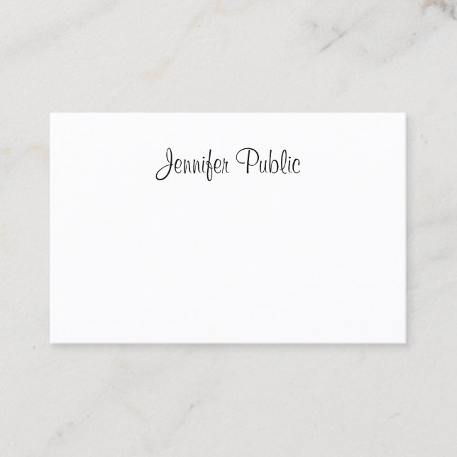 Trendy Calligraphy Handwritten Script Elegant Top Business Card (Front)