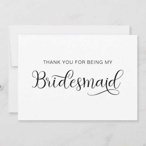 Trendy Calligraphy Heart Swash Bridesmaid Thank You Card