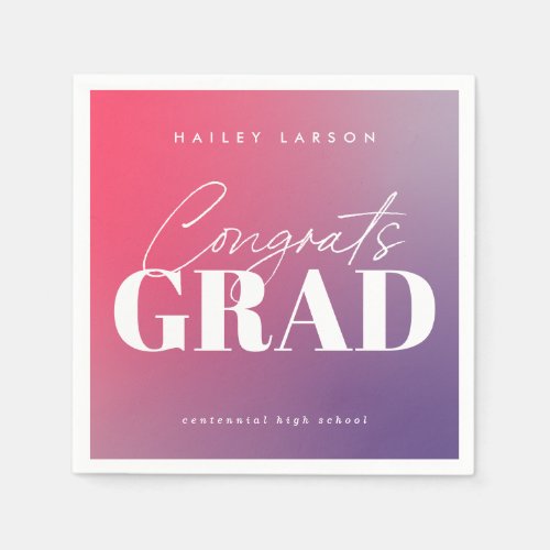 Trendy Calligraphy Pink Gradient Graduation Napkins