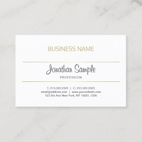 Trendy Calligraphy Script Gold Design Luxury Chic Business Card