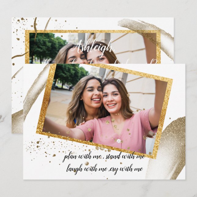 trendy  Calligraphy  will be my bridesmaid   Invit Invitation (Front/Back)