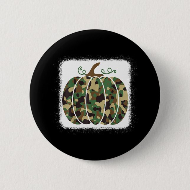 Trendy Camo Print Pumpkin Cute Fall Gift For Hunte Button (Front)