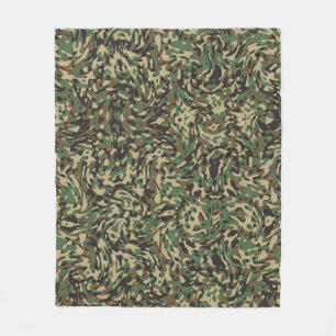 Trendy Camouflage Green  Fleece Blanket