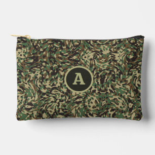 Trendy Camouflage Green Personalized Letter  Accessory Pouch