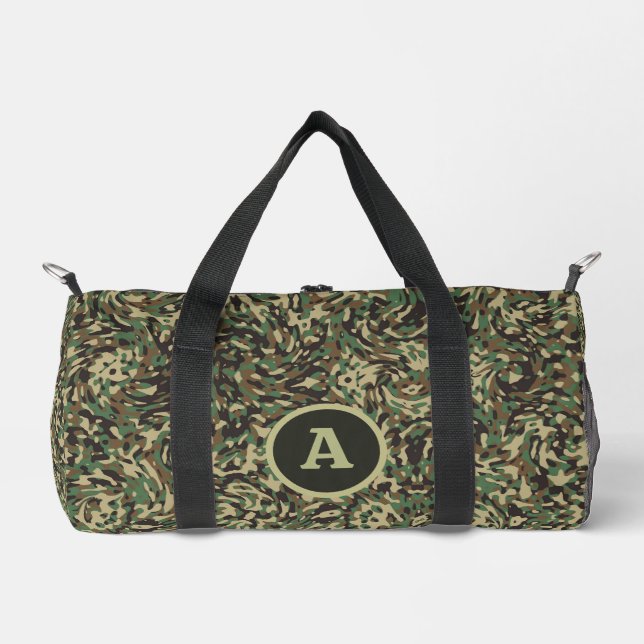 Trendy Camouflage Green Personalized Letter  Duffle Bag (Front)
