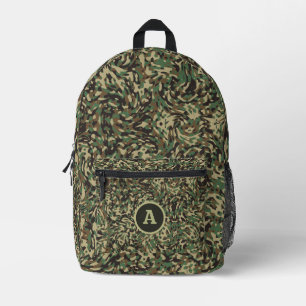 Trendy Camouflage Green Personalized Letter Printed Backpack