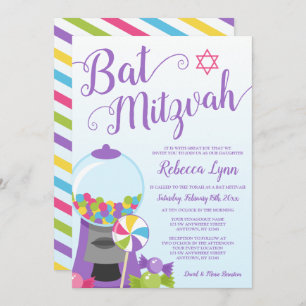 Trendy Candy Bat Mitzvah Invitation