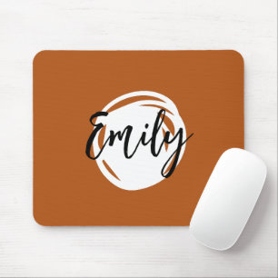 Trendy Caramel brown Monogrammed Simple abstract Mouse Pad