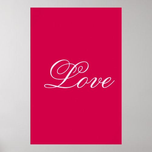 Trendy Carmine Background Love Wedding Poster