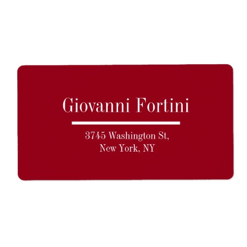 Trendy Carmine Red Plain Elegant Modern Minimalist Label