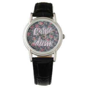 Trendy Carpe Diem Pretty Floral Pattern Watch