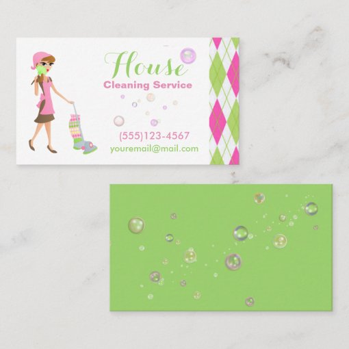 Trendy Cartoon Maid House Cleaning Services Business Card | Zazzle