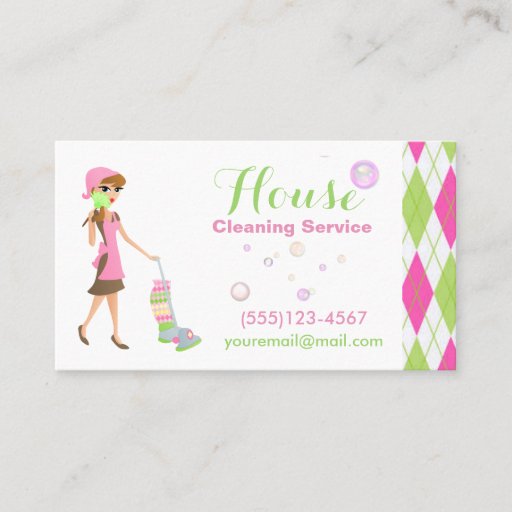Customizable Trendy Cartoon Maid House Cleaning Services Business Card