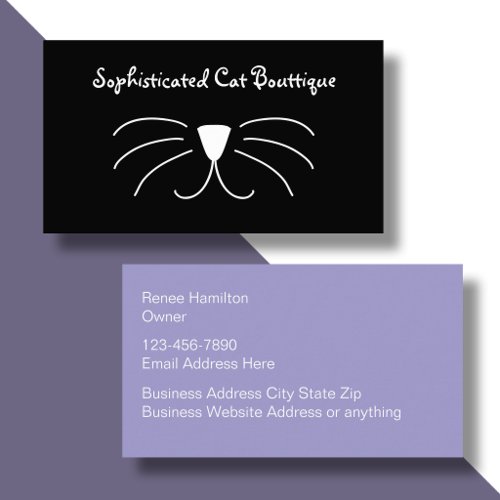 Trendy Cat Boutique Stylish Business Cards