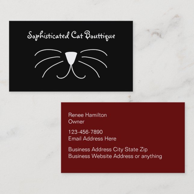 Trendy Cat Boutique Stylish Business Cards (Front/Back)