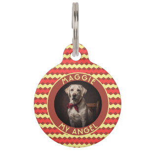 Trendy Cat Dad Gift Chevron Checkers Pet ID Tag