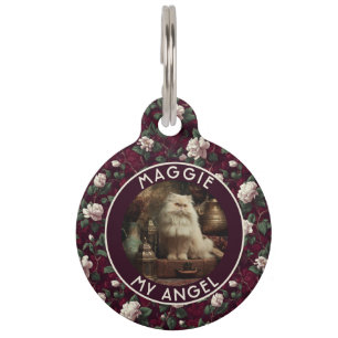 Trendy Cat Gift Gardenias Motif Pet ID Tag