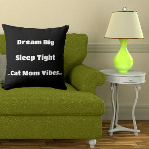 Trendy Cat Mom Funny Quote Cute Cool Modern Black Throw Pillow