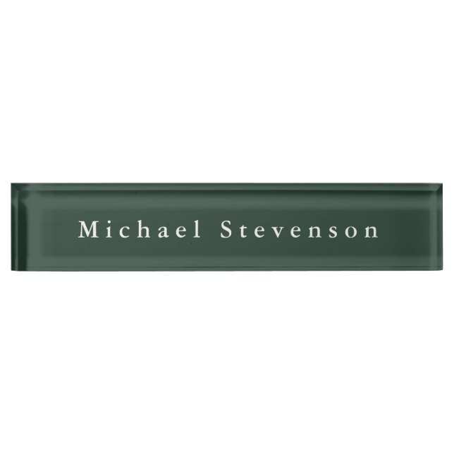 Trendy Celtic Green Modern Professional Desk Name Plate (Front)
