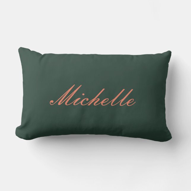Trendy Celtic Green Modern Professional Your Name Lumbar Pillow (Front)