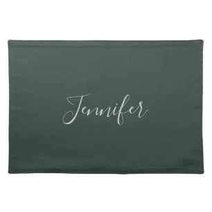 Trendy Celtic Greyish Green Modern Add Own Name Cloth Placemat