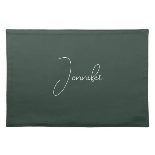 Trendy Celtic Greyish Green Modern Add Own Name Cloth Placemat