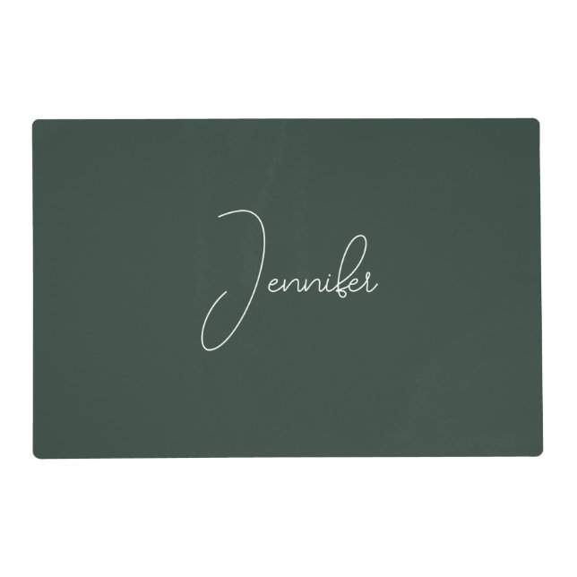Trendy Celtic Greyish Green Modern Add Own Name Placemat (Front)