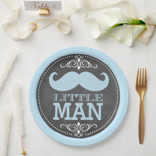 Trendy Chalkboard Little Man Paper Plates