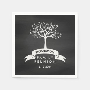 Trendy Chalkboard Look with Tree Family Reunion Paper Napkins
