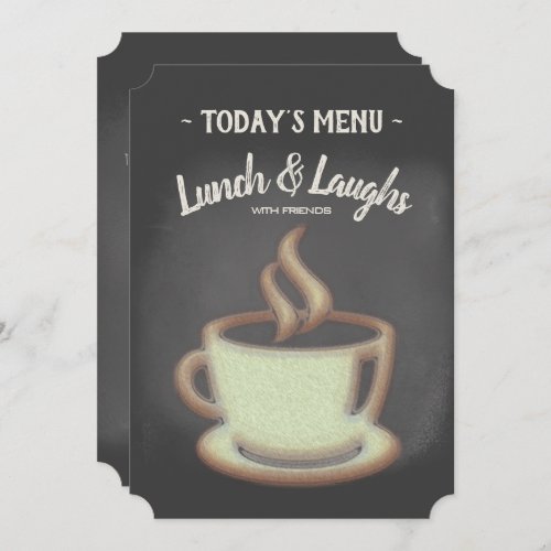 Trendy Chalkboard Menu Informal Lunch And Coffee Invitation