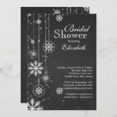 Trendy Chalkboard Snowflakes Winter Bridal Shower Invitation (Front/Back)
