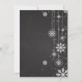 Trendy Chalkboard Snowflakes Winter Bridal Shower Invitation (Back)