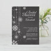 Trendy Chalkboard Snowflakes Winter Bridal Shower Invitation (Standing Front)